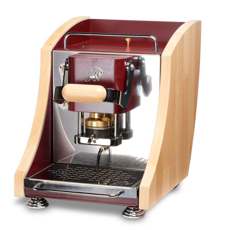 Faber - Mini Agenta - Cherry Red, helles Holz - Kaffeemaschine